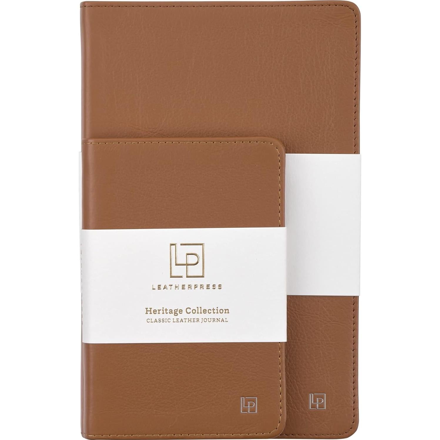 Cuaderno de Piel Leatherpress Grande Marrón 21.6x13.7cm Rayado