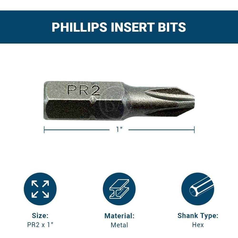 Puntas de Destornillador Phillips PR2 2.54 cm Benchmark Abrasives - 50 Piezas
