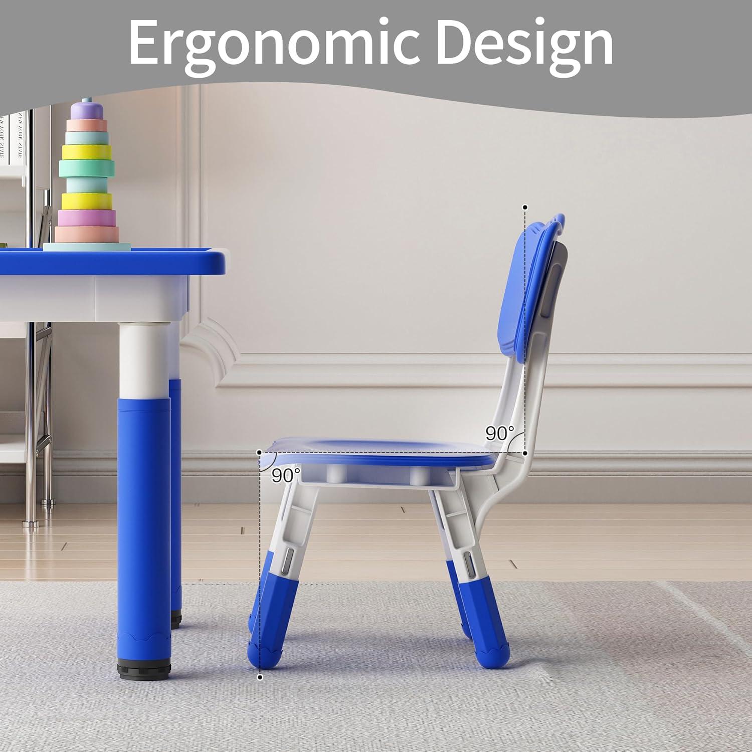 Conjunto Mesa y 2 Sillas Ajustables Ybaiwana Azul 80x60 cm