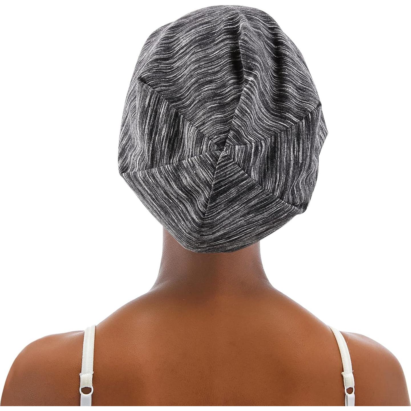 Bonete Forrado de Satén Sedoso para Mujeres - Gorro de Sueño Ajustable Negro