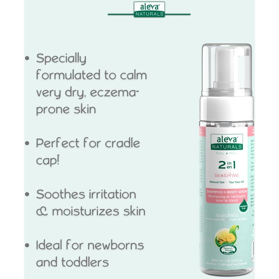 Jabón Hipoalergénico 2 en 1 Aleva Naturals 200ml para Bebés