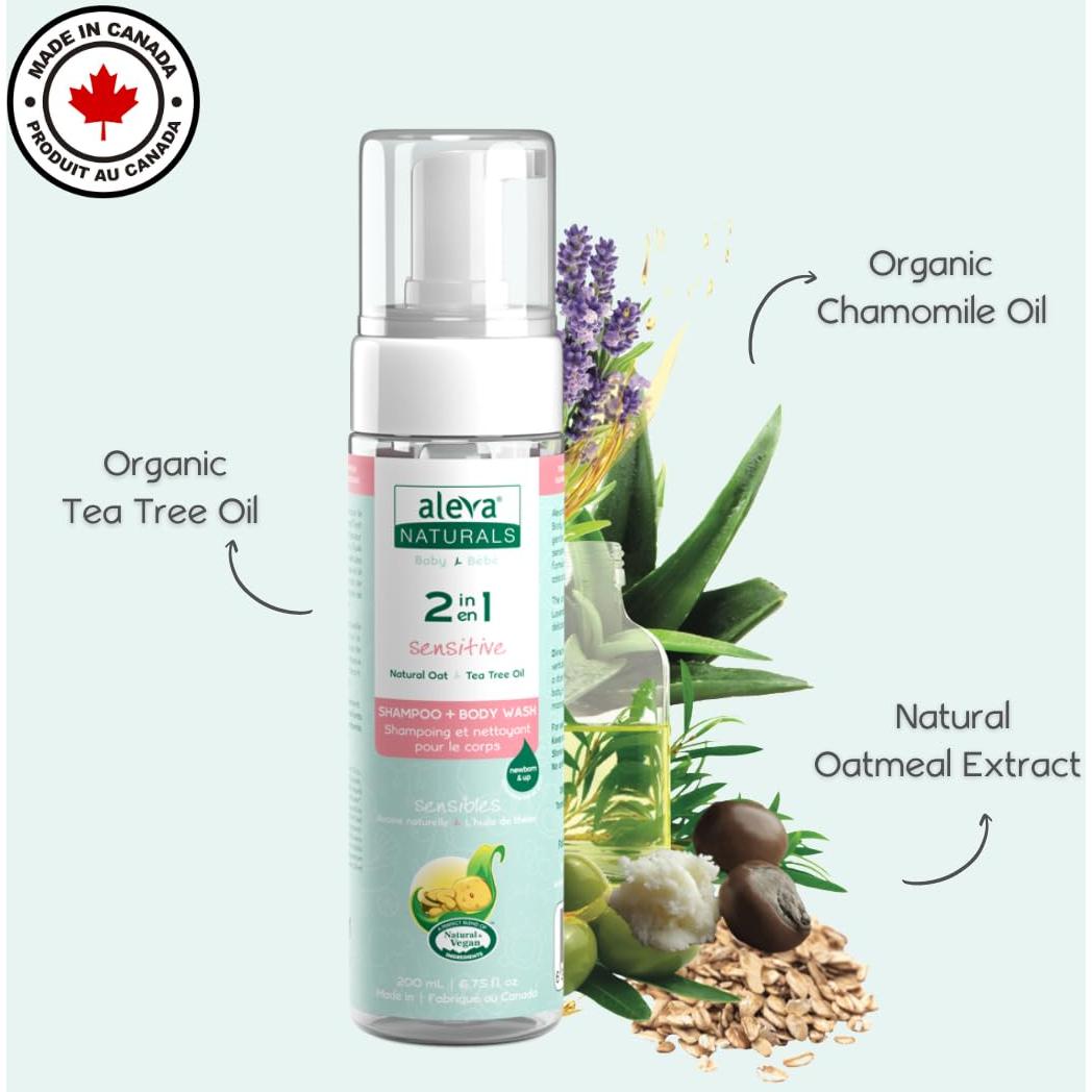 Jabón Hipoalergénico 2 en 1 Aleva Naturals 200ml para Bebés