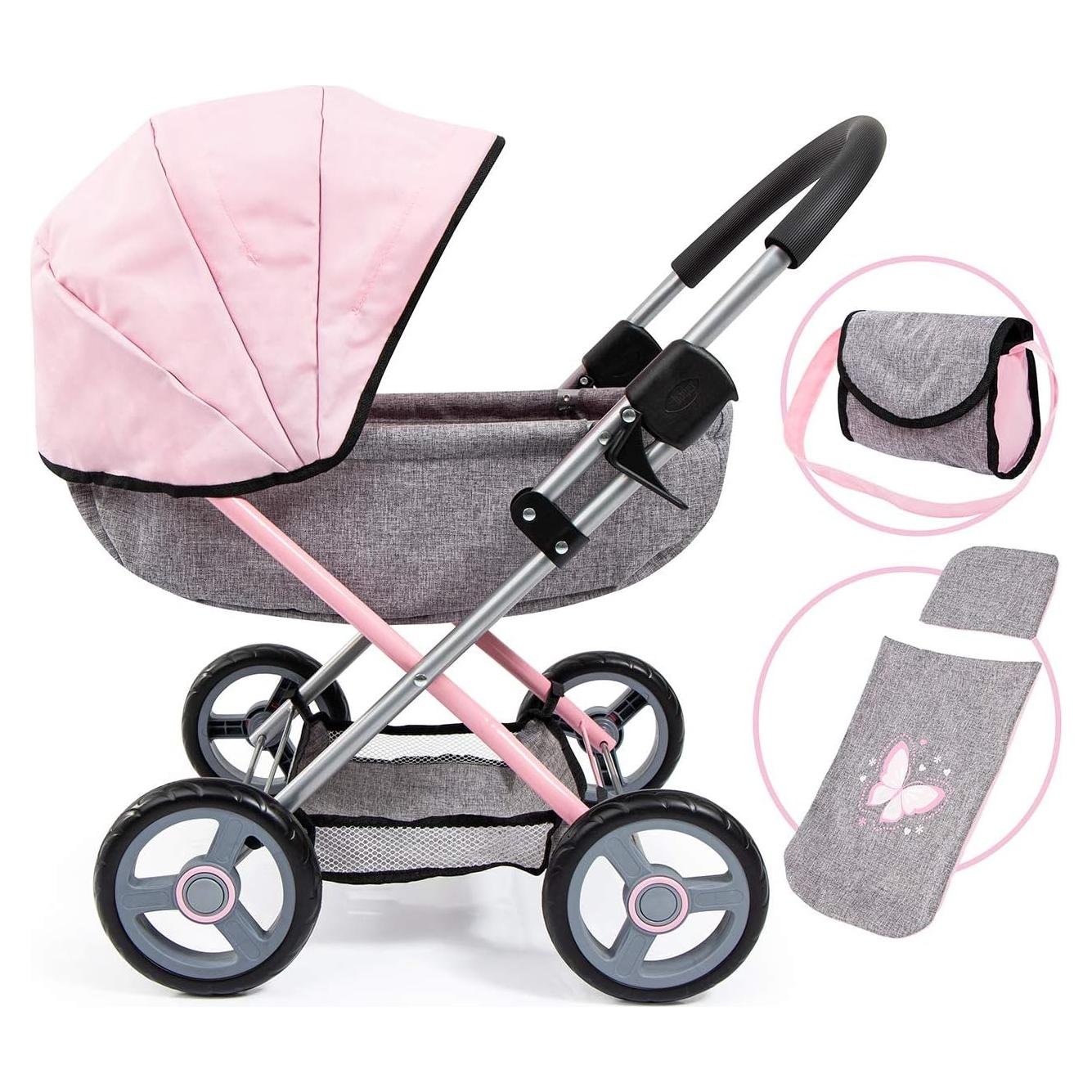 Carrito de Muñeca 4 en 1 Bayer Rosa y Gris - Hasta 45.72 cm