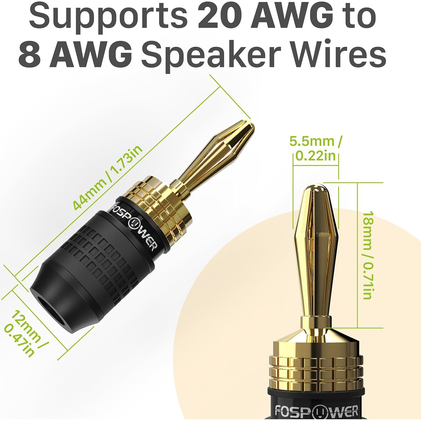 Conectores de Banana FosPower 12 Pares Chapados en Oro