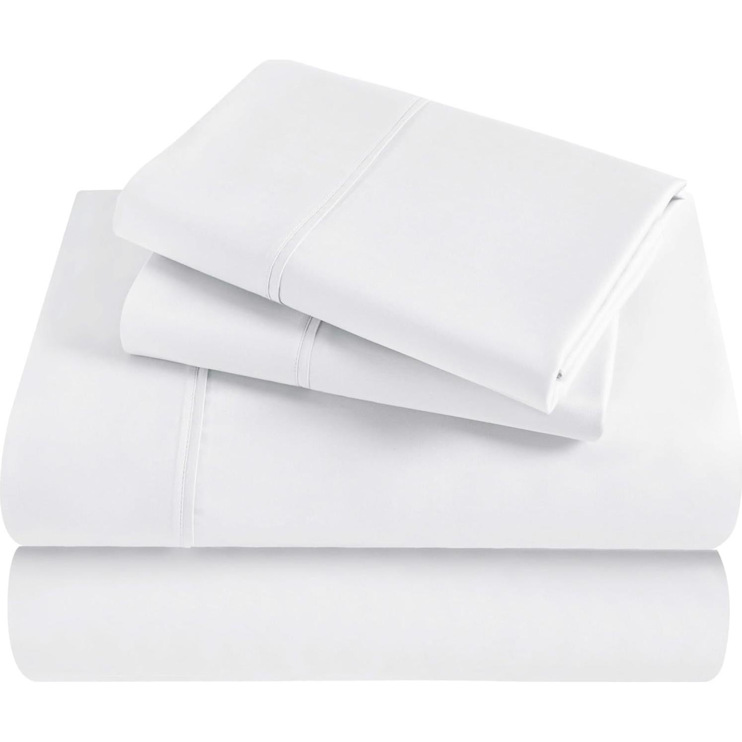 Juego de Sábanas Individual 300 Hilos Rayón de Bambú Superior Blanco