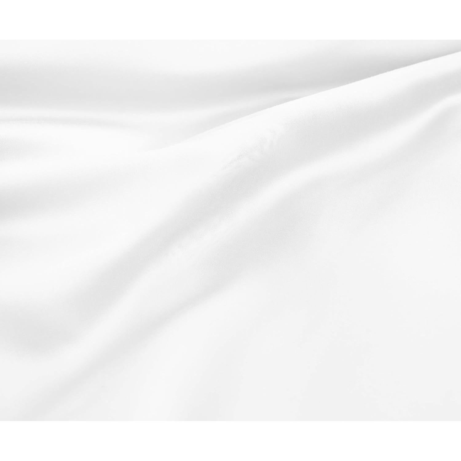 Juego de Sábanas Individual 300 Hilos Rayón de Bambú Superior Blanco