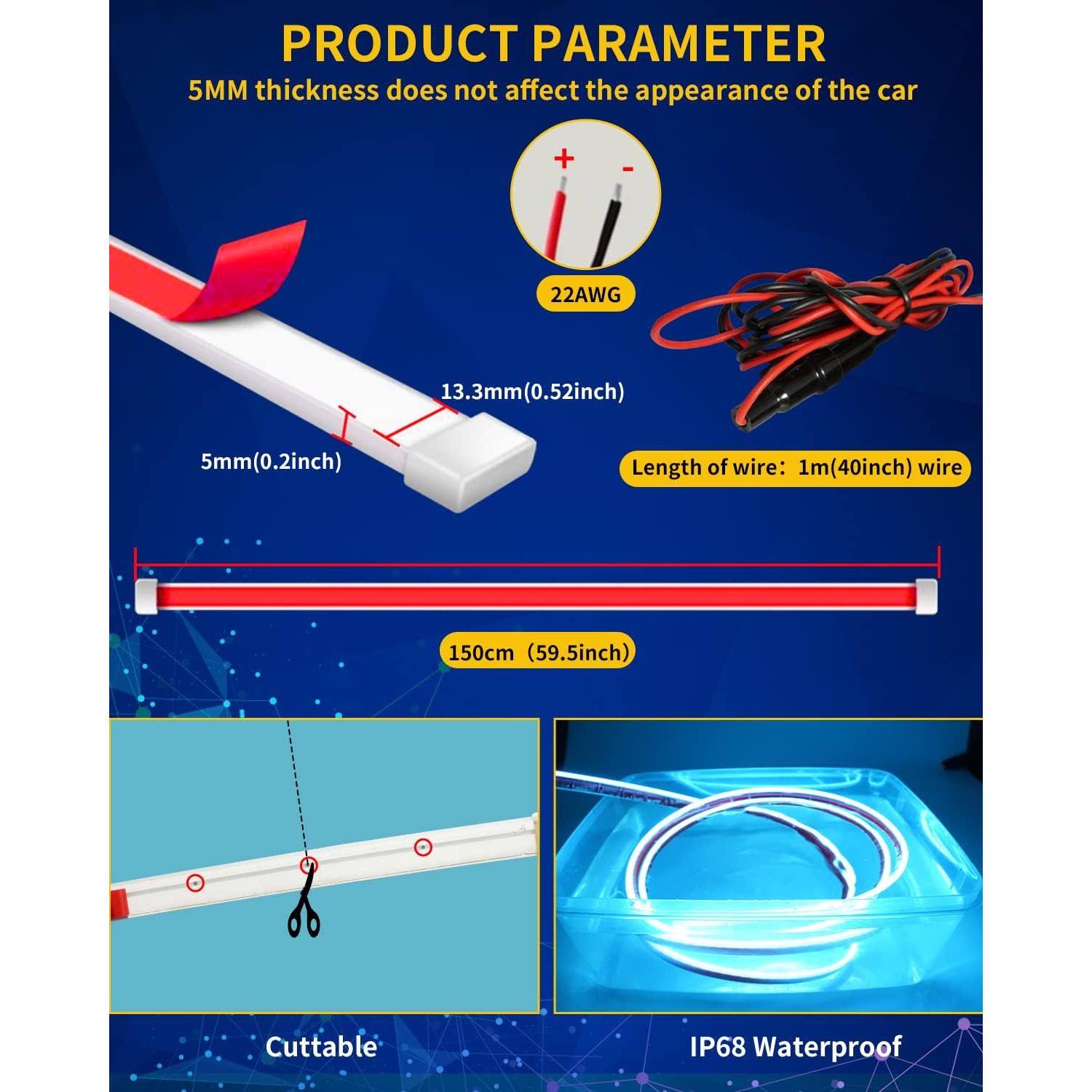 Tira LED para Capó DUOFU365 149.86 cm Azul Hielo 12V
