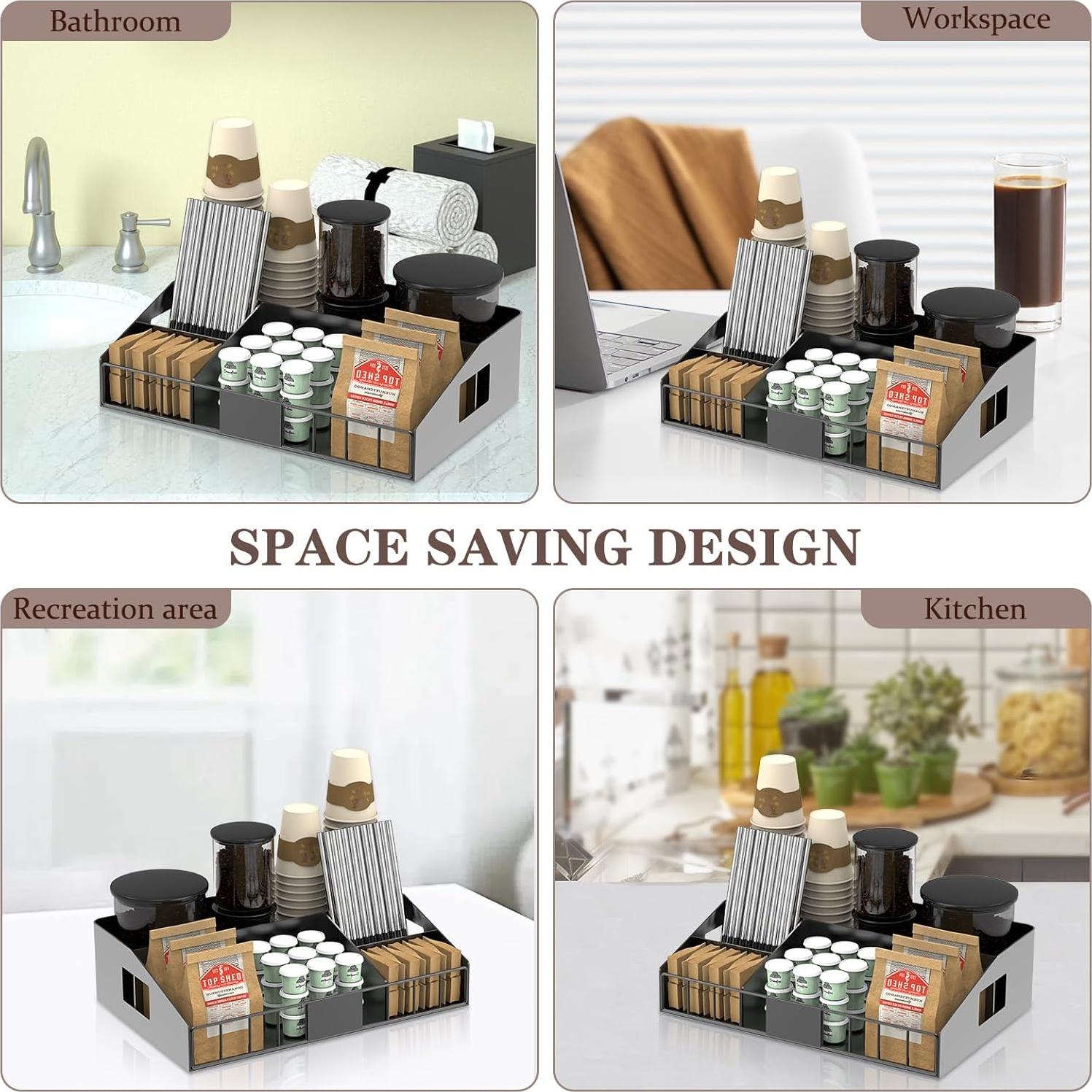 Organizador de Estación de Café LWSFF de Metal Negro 29x20cm