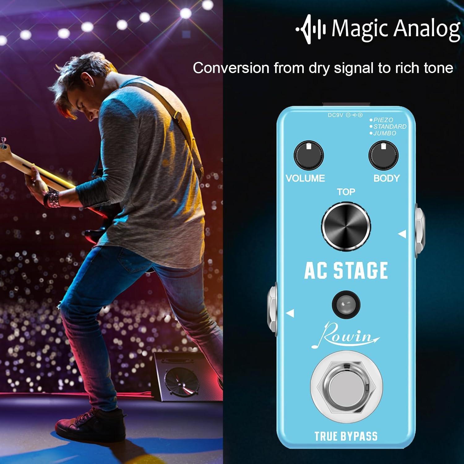 Simulador de Pedal de Guitarra Acústica Rowin AC Stage 3 Modos