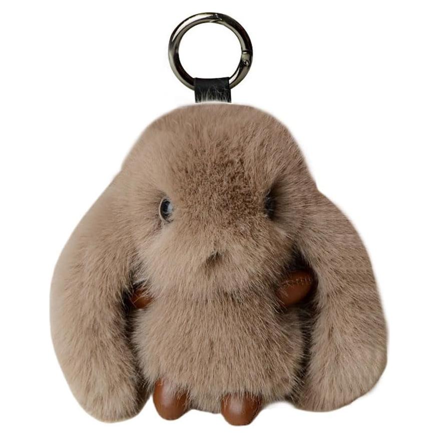 Llavero de Conejo de Peluche Marrón 11x6cm