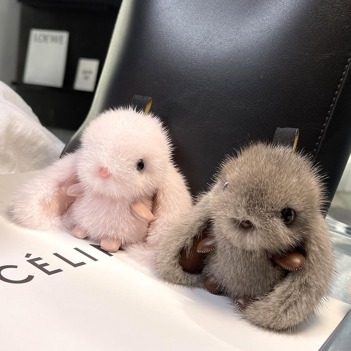 Llavero de Conejo de Peluche Marrón 11x6cm