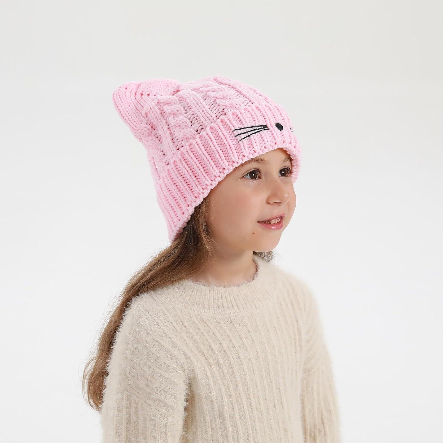 Gorro de Invierno con Orejas de Gato para Niñas - Beanie Cálido