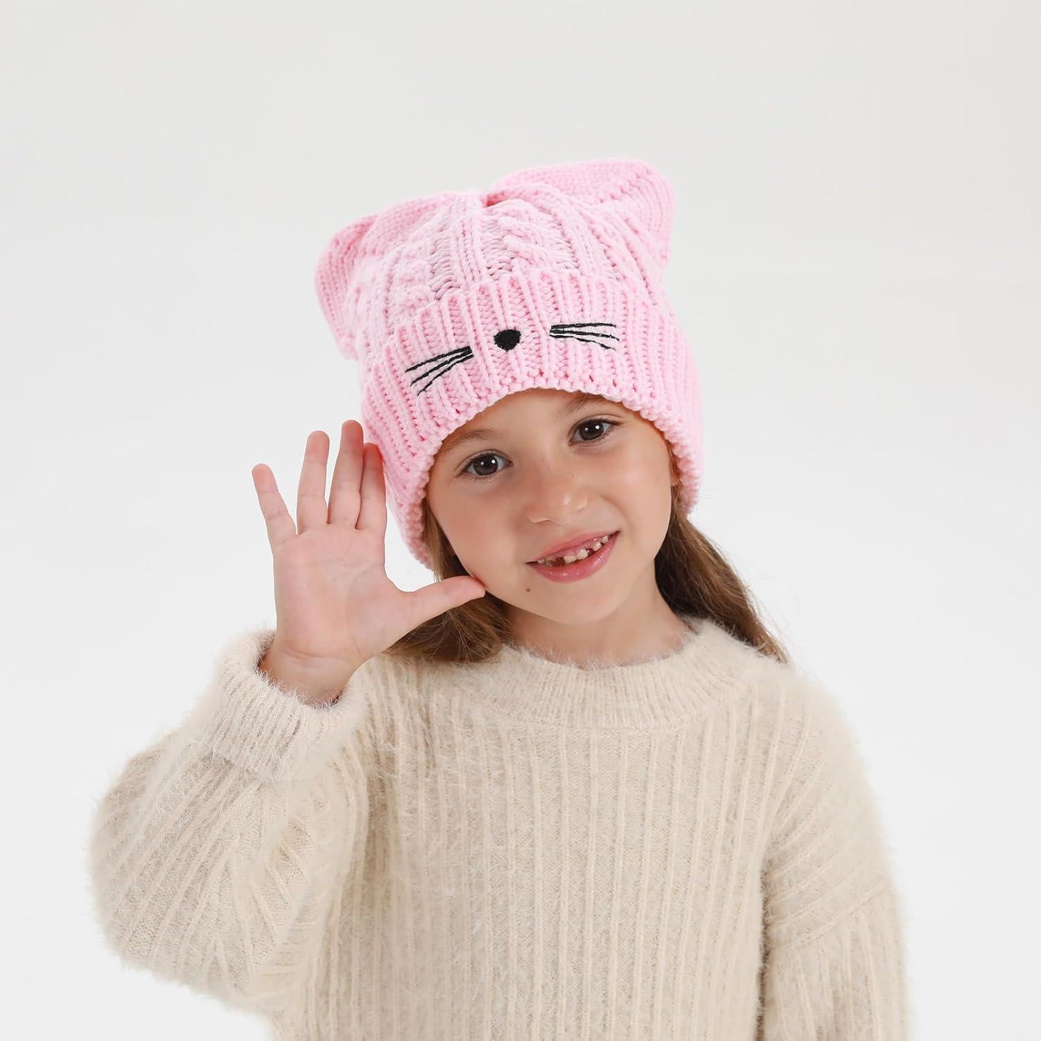 Gorro de Invierno con Orejas de Gato para Niñas - Beanie Cálido