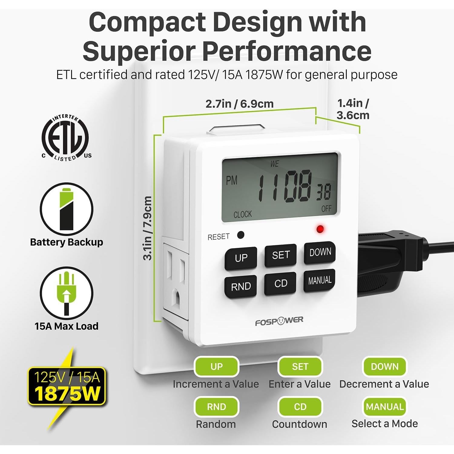 Temporizador Digital FosPower 7 Días Doble 0.15 kg