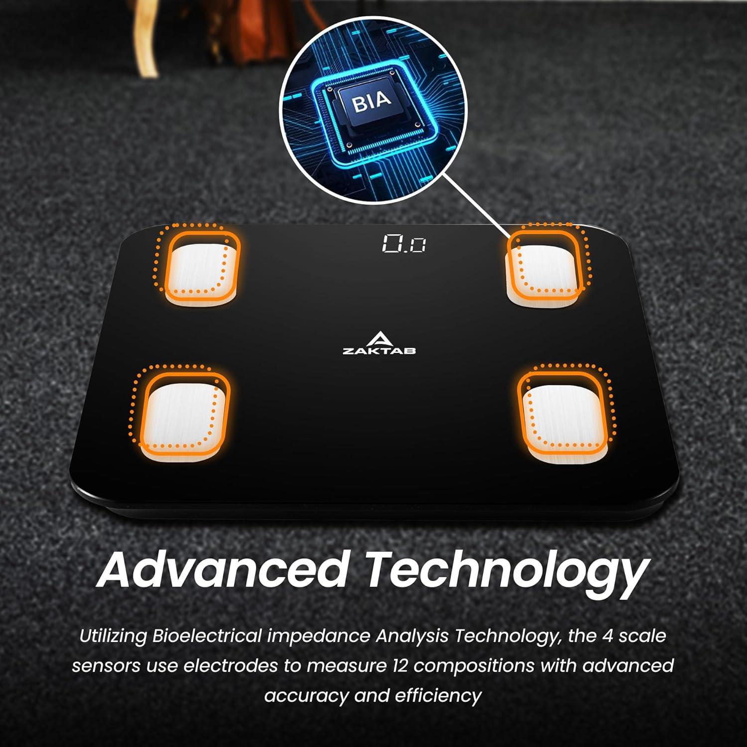 Báscula Digital ZAKTAB 180 kg con Análisis Corporal Bluetooth