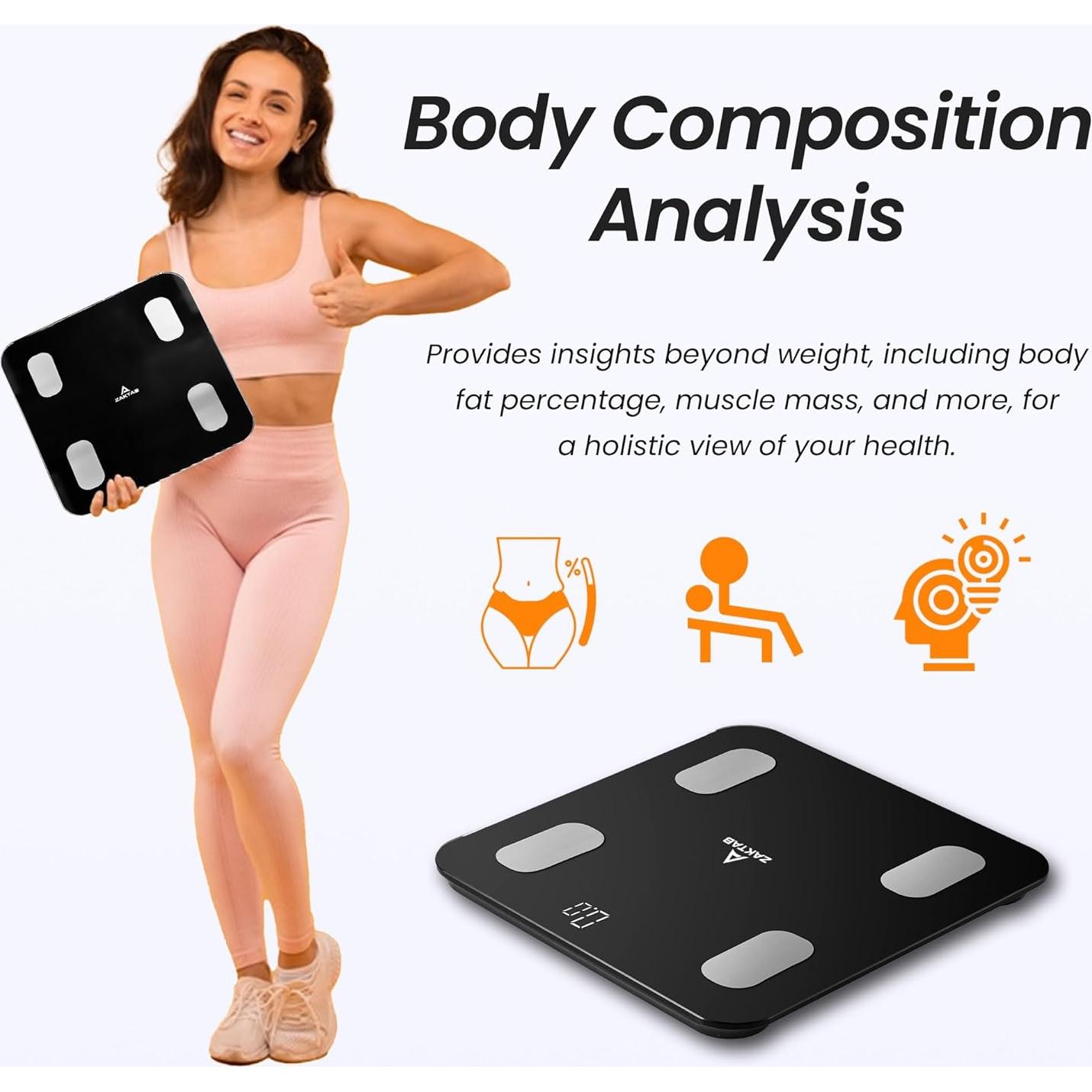 Báscula Digital ZAKTAB 180 kg con Análisis Corporal Bluetooth