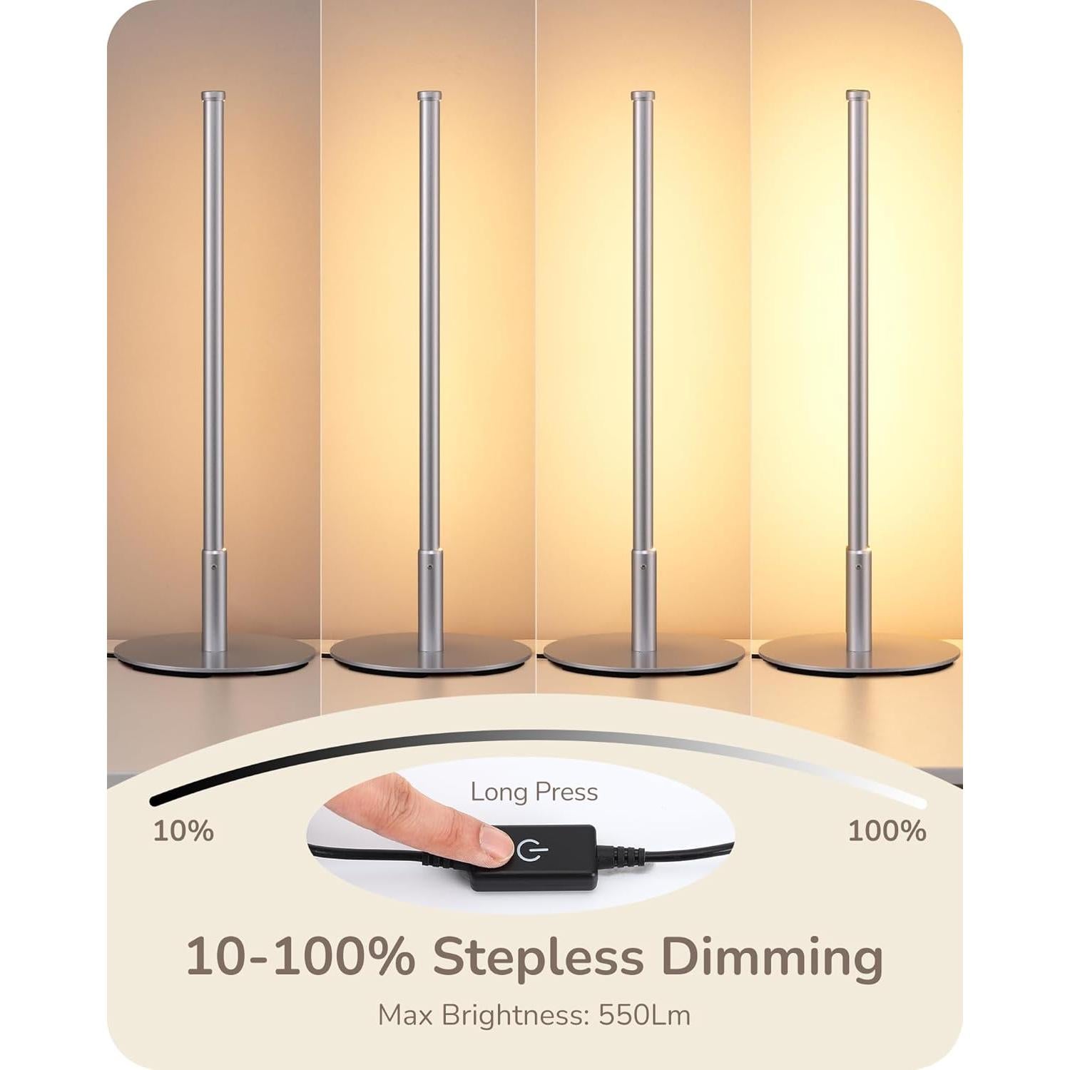 Lámpara de Mesa LED EDISHINE Plata 6W Regulable 3 Temperaturas