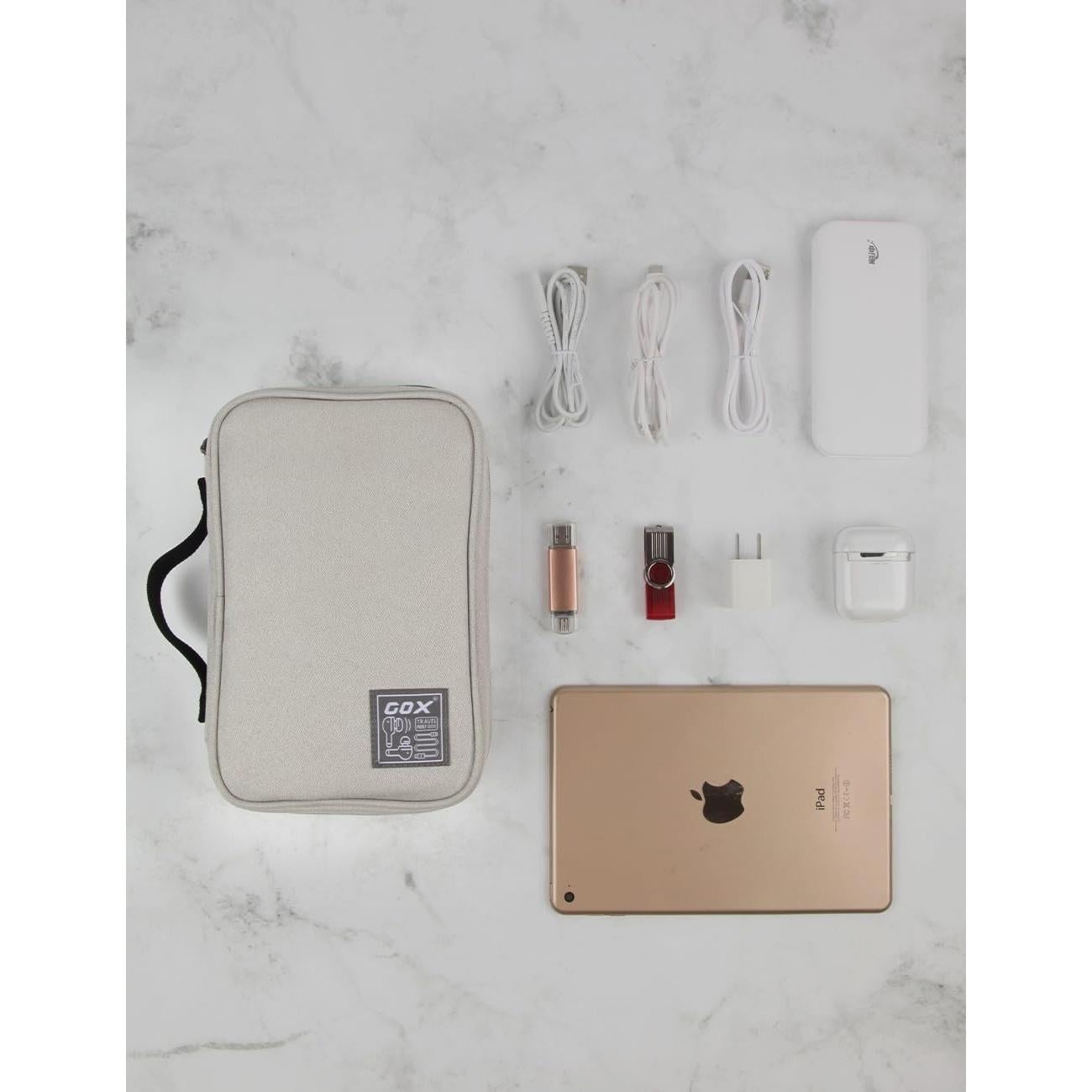 Organizador de Cables Gox Beige 23x14.5cm para Viaje