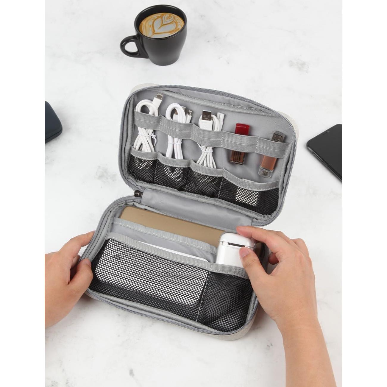 Organizador de Cables Gox Beige 23x14.5cm para Viaje