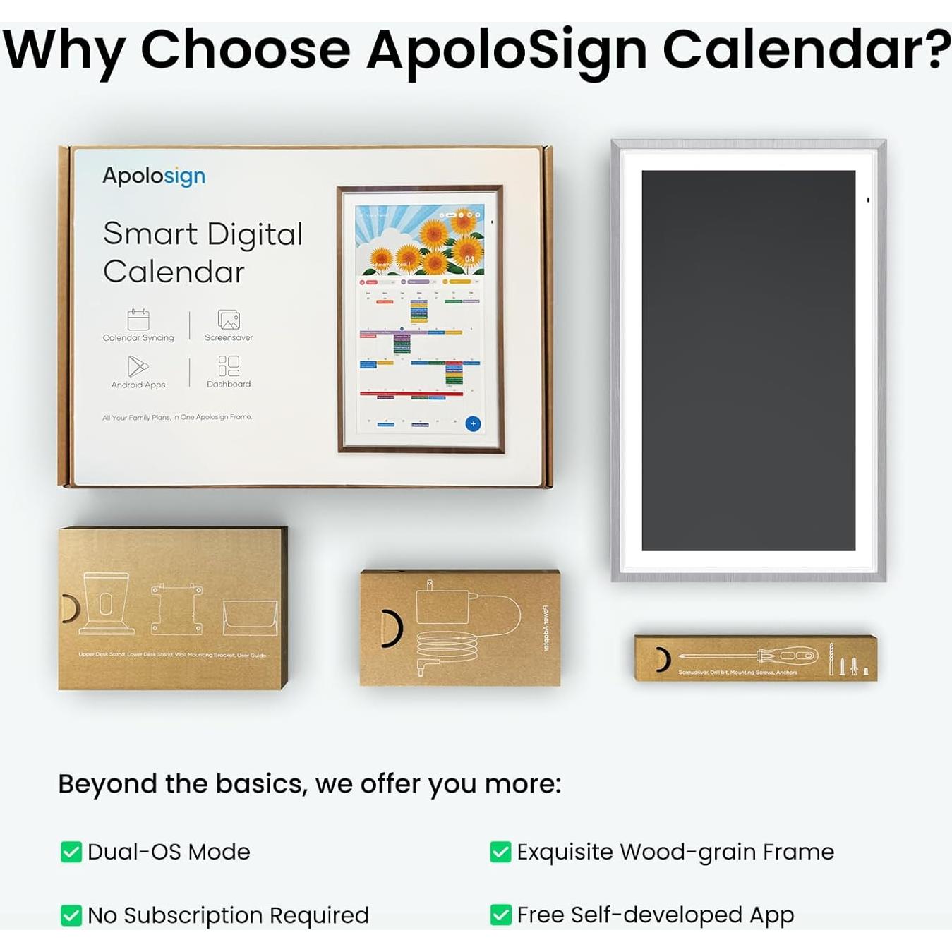 Calendario Digital ApoloSign 15.6" Madera Gris con Google Play