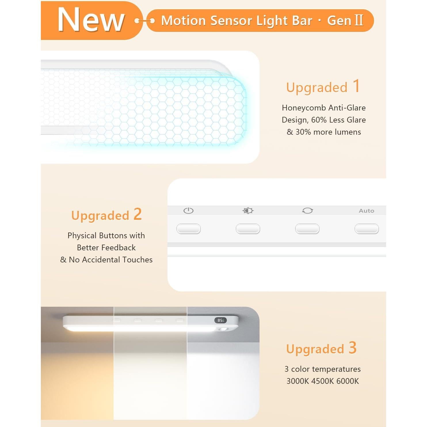 Luces LED de Gabinete WILLED, Sensor de Movimiento, 2 Paquete