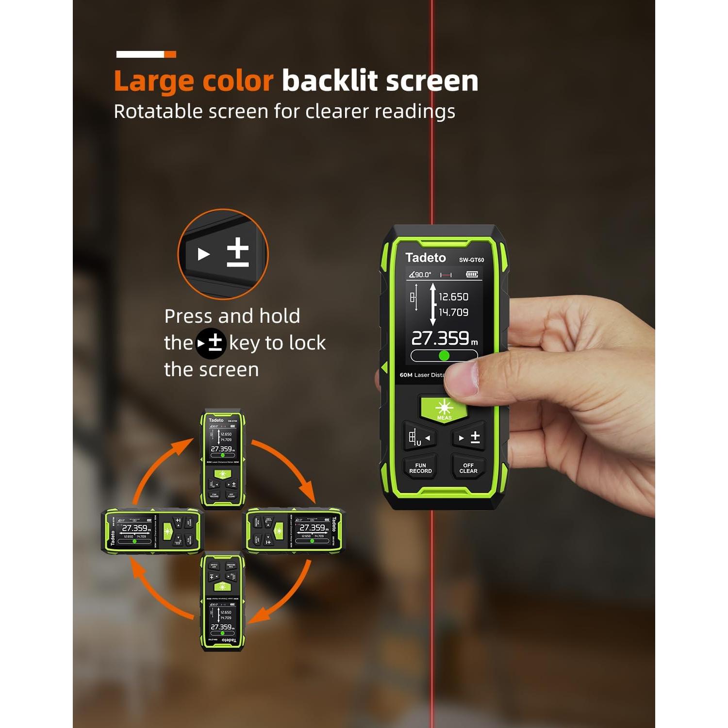 Medidor Láser Dual Tadeto SW-GT60 120M Pantalla LCD