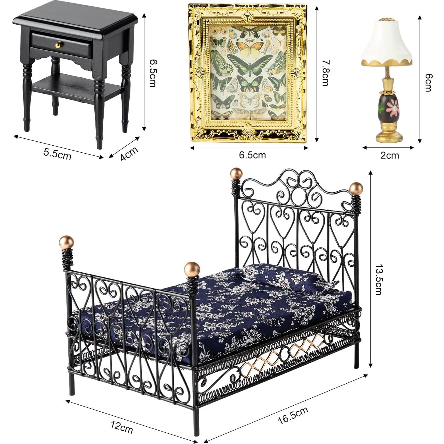 Juego de Muebles de Dormitorio para Casa de Muñecas 1:12 Minamzee