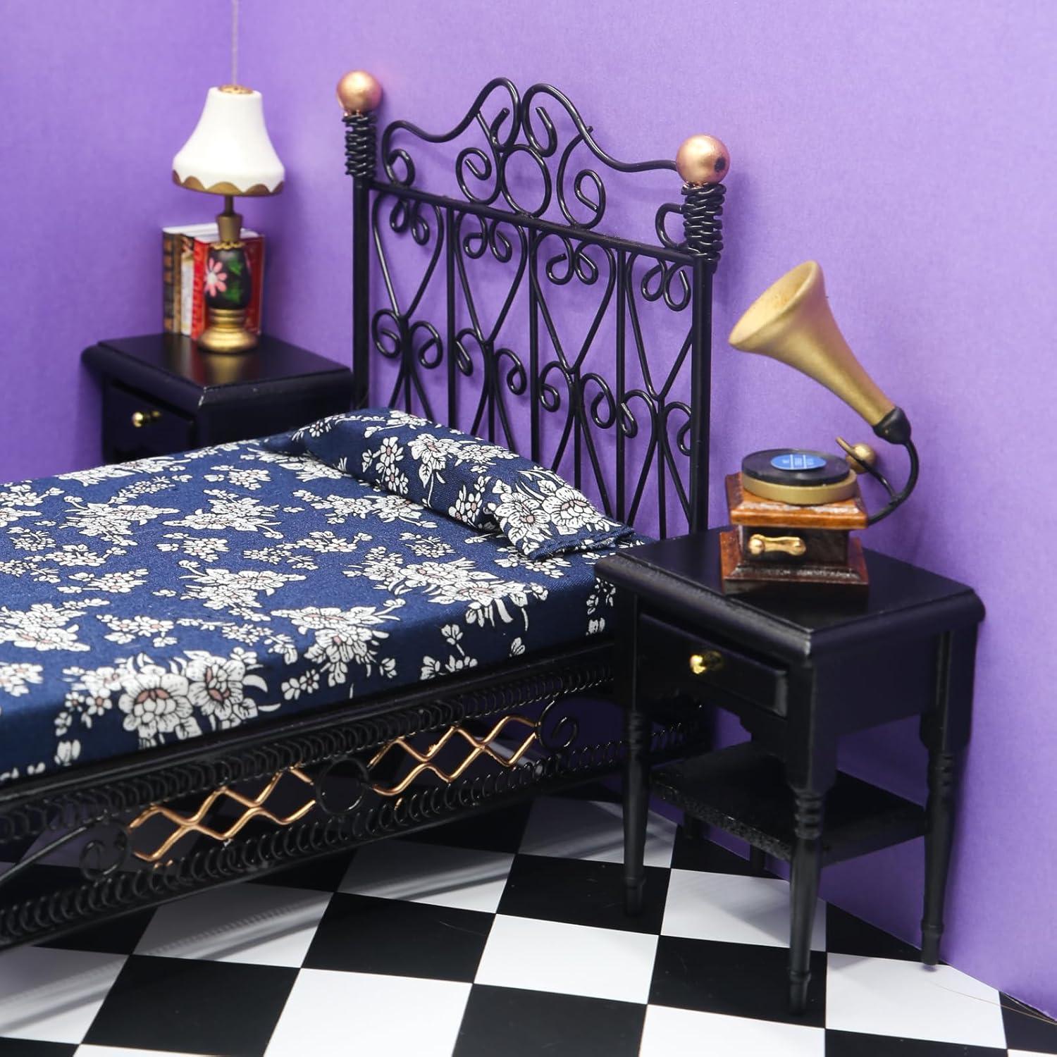 Juego de Muebles de Dormitorio para Casa de Muñecas 1:12 Minamzee