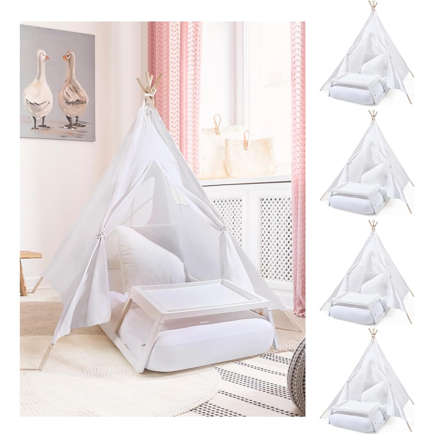 Juego de Tienda Teepee Wesnoy 4 Piezas con Colchón Inflable