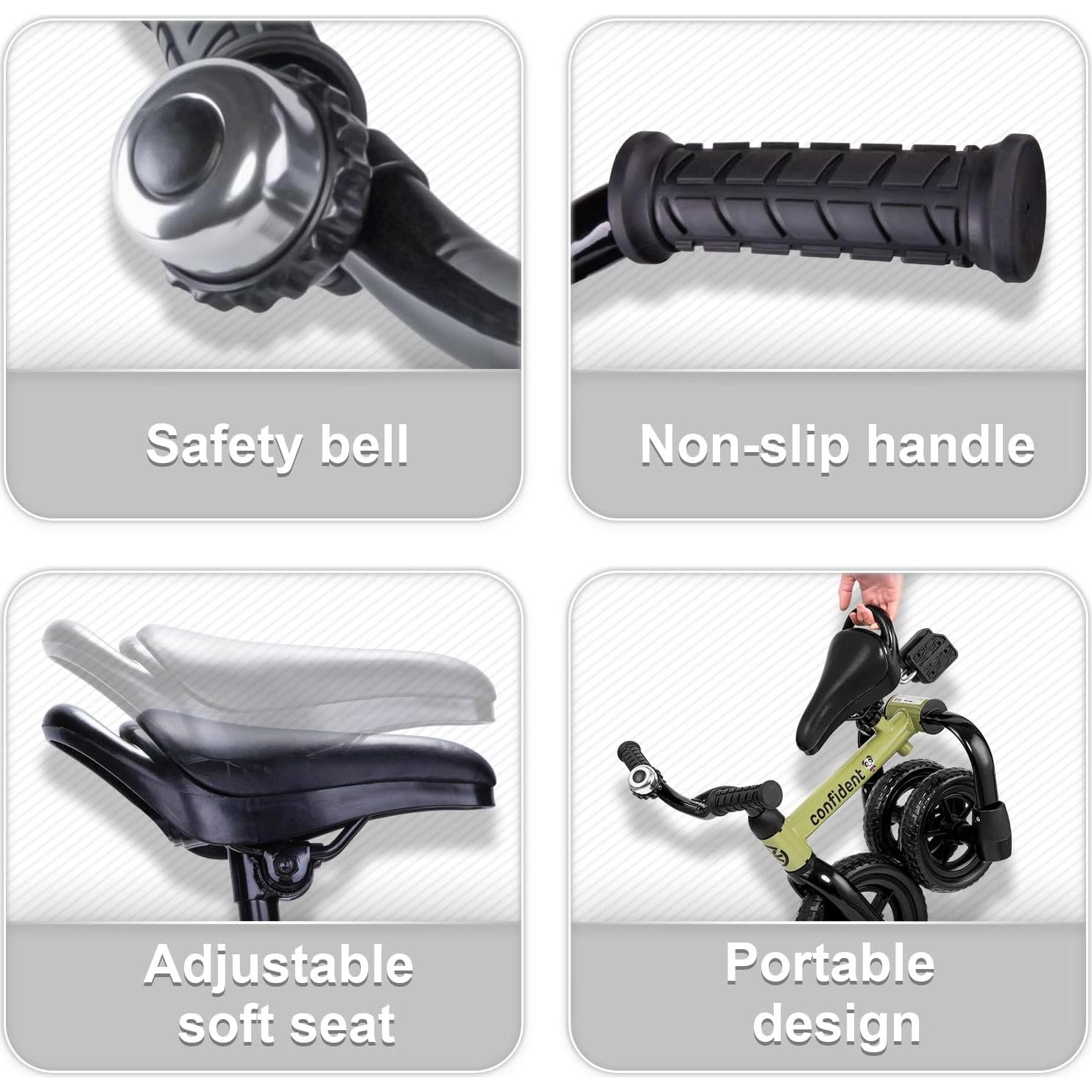 Triciclo 3 en 1 YGJT Verde Militar para Niños 2-5 Años