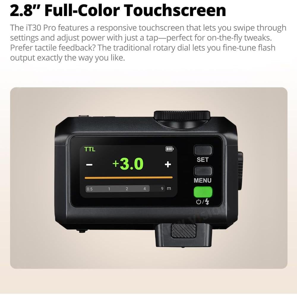 Godox iT30 Pro C iT30Pro C iT30ProC iT30Pro-C Mini Flash for Canon Camera, TTL Auto-Exposure, HSS 1/8000 Seconds, 2.4G Wireless Xsystem, 2.8" Full-Color Touchscreen, Lithium Battery (Black)