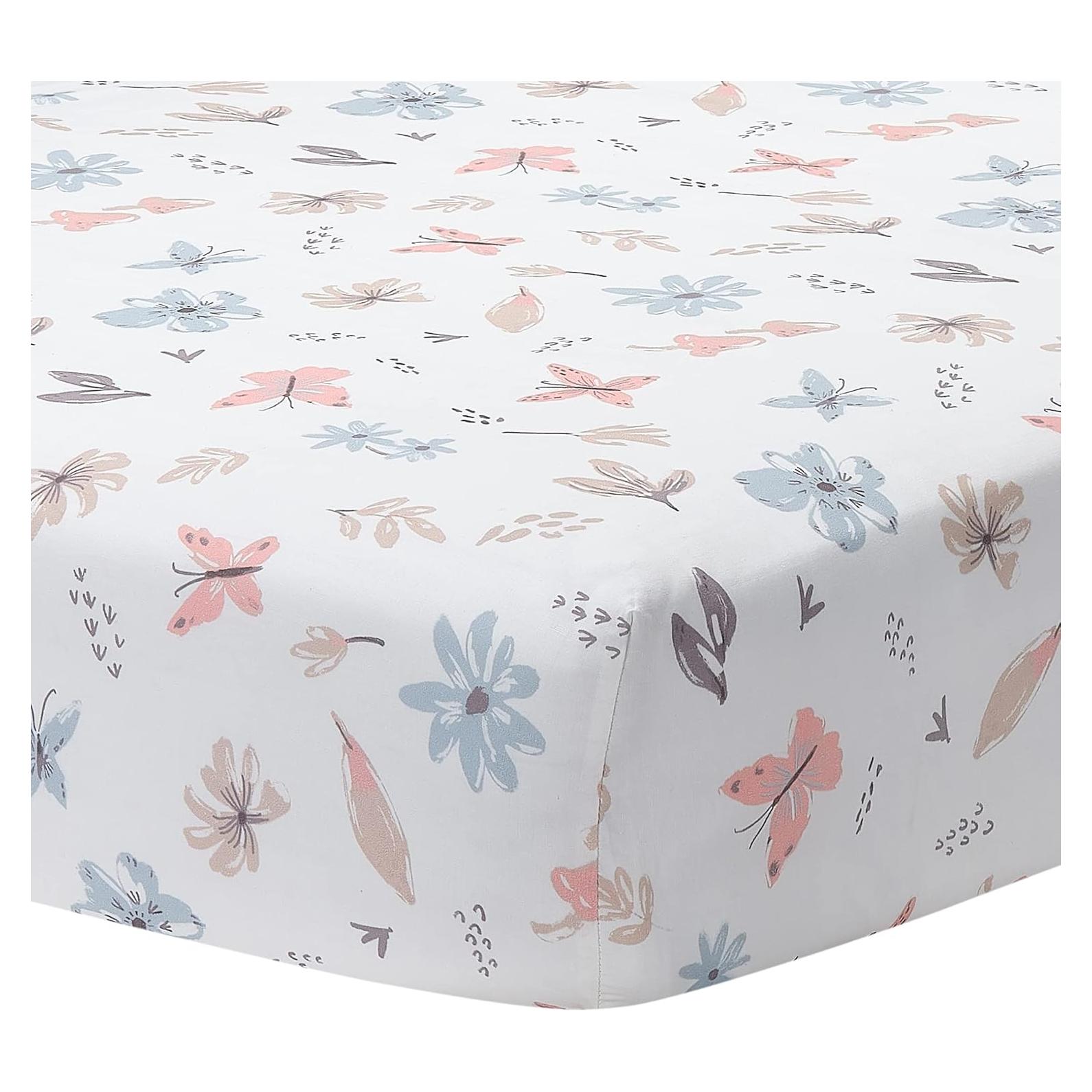 Sábana Ajustable para Cuna Lambs & Ivy Floral 100% Algodón