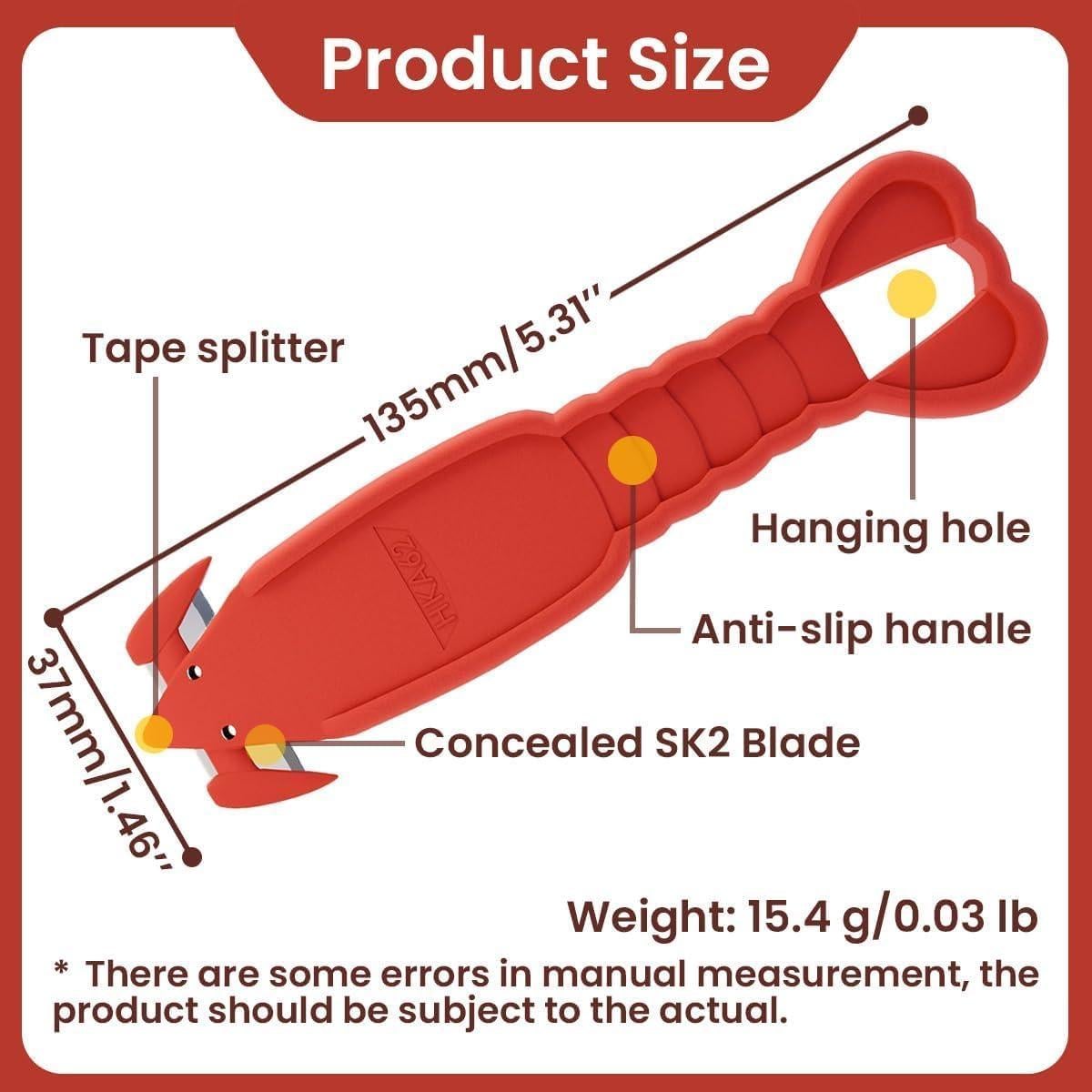 Cuchillo Cortador de Seguridad GL US, Paquete de 6 Rojo