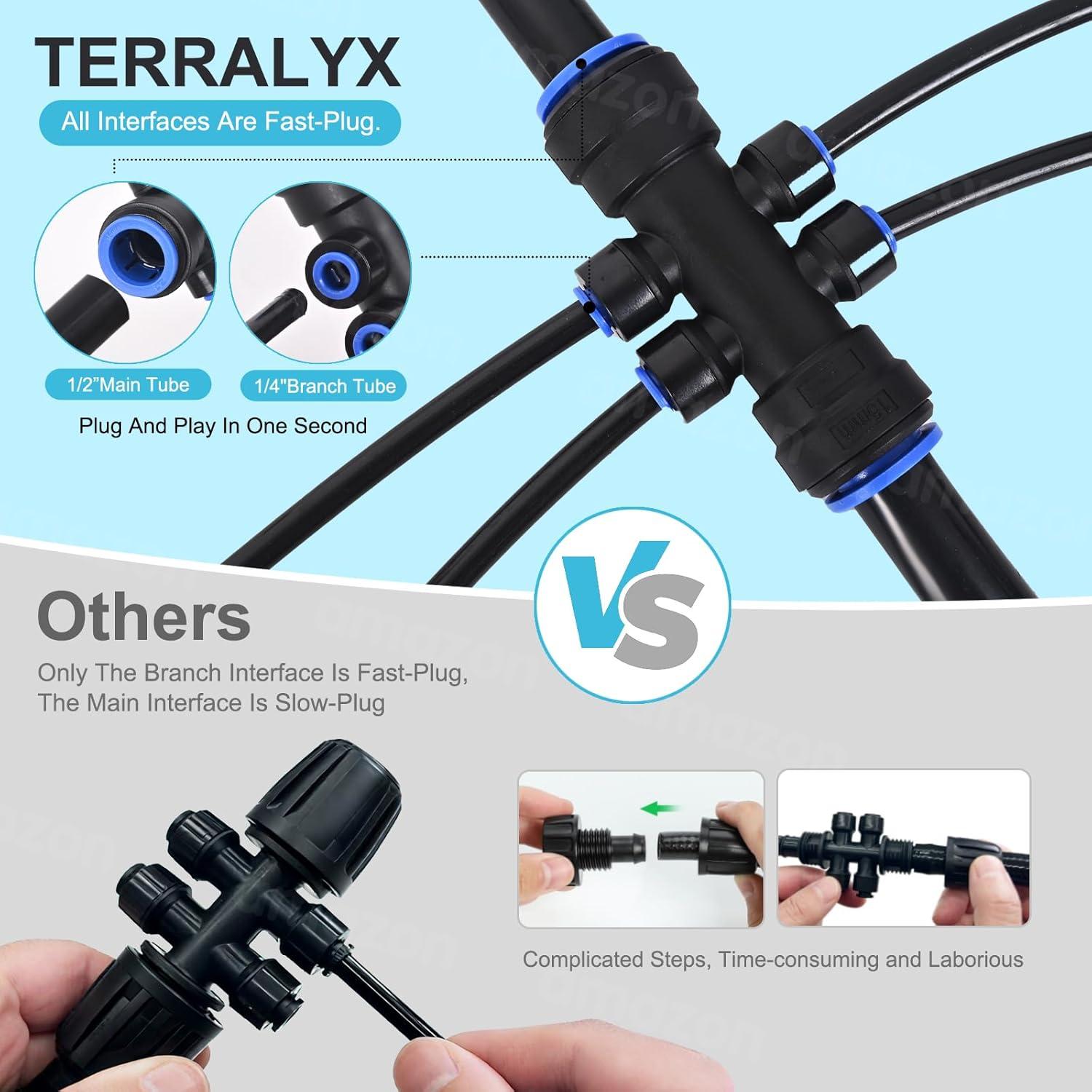 Sistema de riego por goteo Terralyx 70 m con conexión rápida