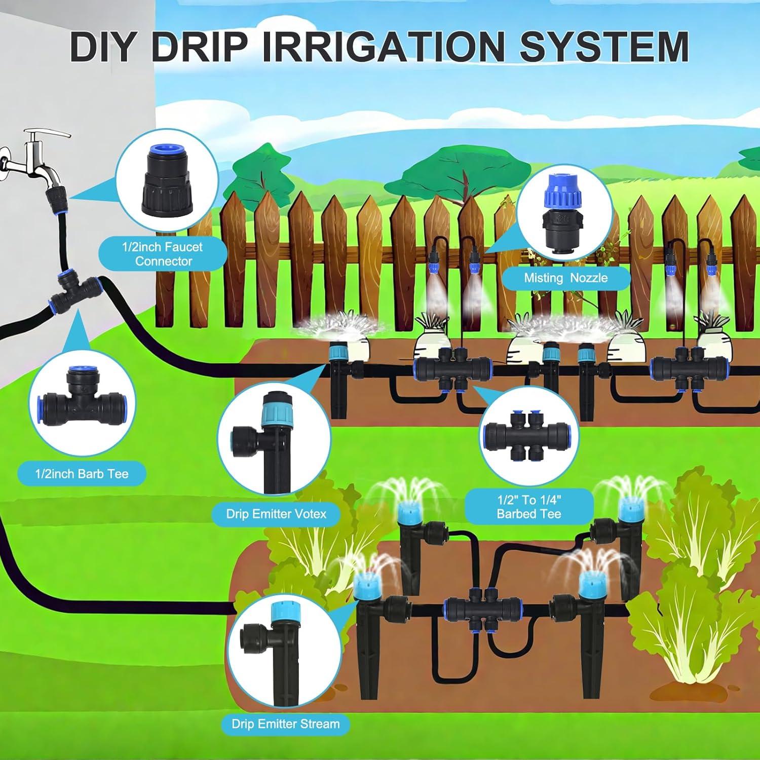 Sistema de riego por goteo Terralyx 70 m con conexión rápida