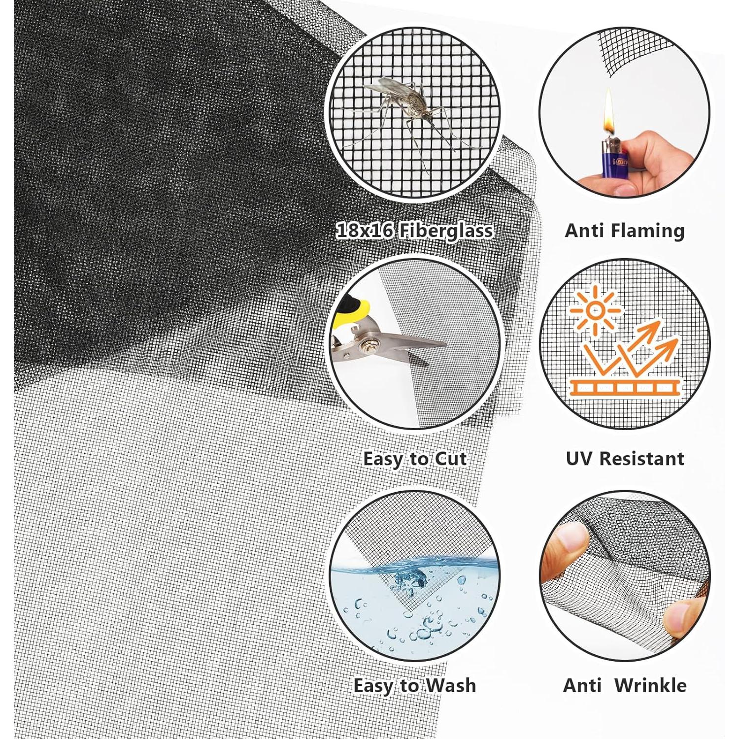 Kit de Reparación de Pantalla de Ventana QYQRQF 121.9x299.7cm Negro