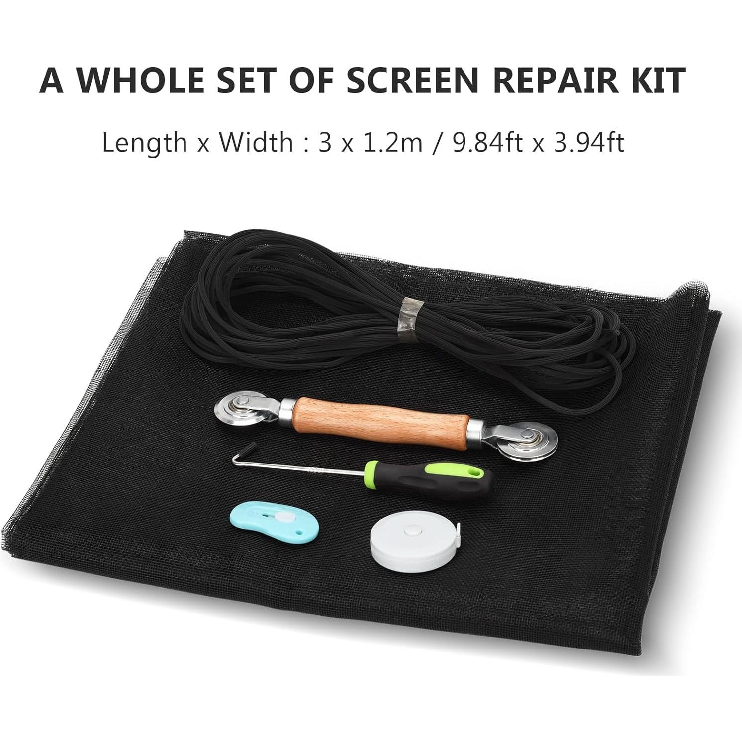 Kit de Reparación de Pantalla de Ventana QYQRQF 121.9x299.7cm Negro