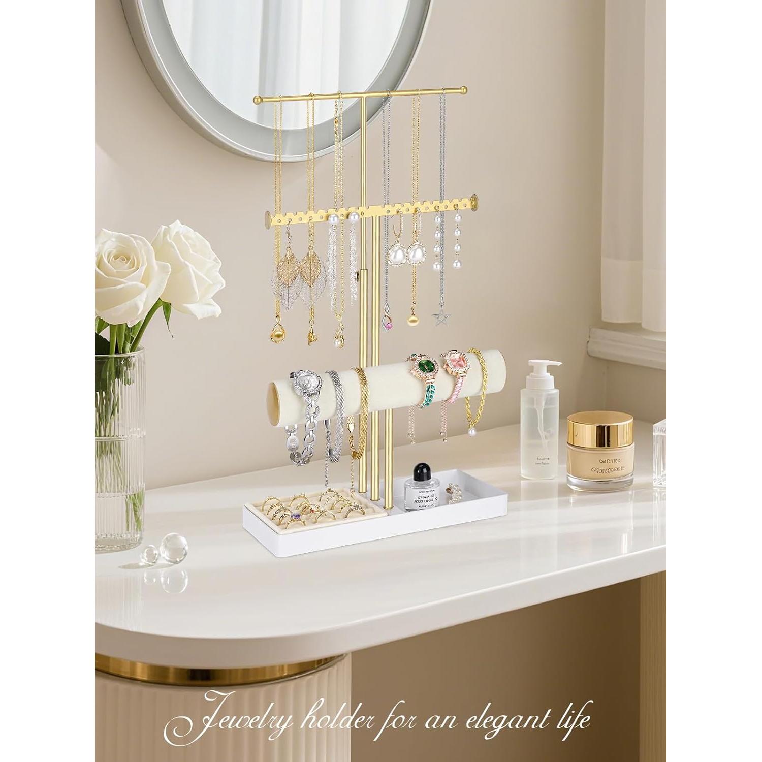 Soporte de Joyería Dorado Boailydi 3 Niveles con Terciopelo