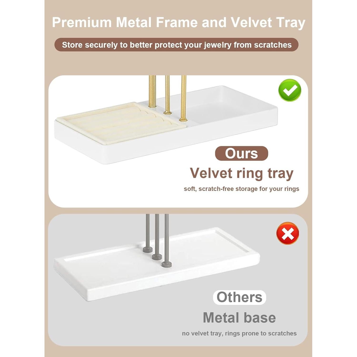 Soporte de Joyería Dorado Boailydi 3 Niveles con Terciopelo