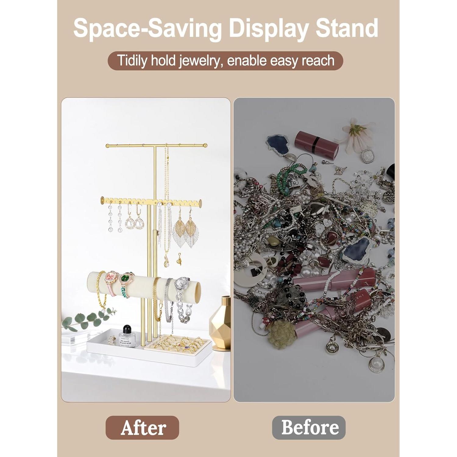 Soporte de Joyería Dorado Boailydi 3 Niveles con Terciopelo