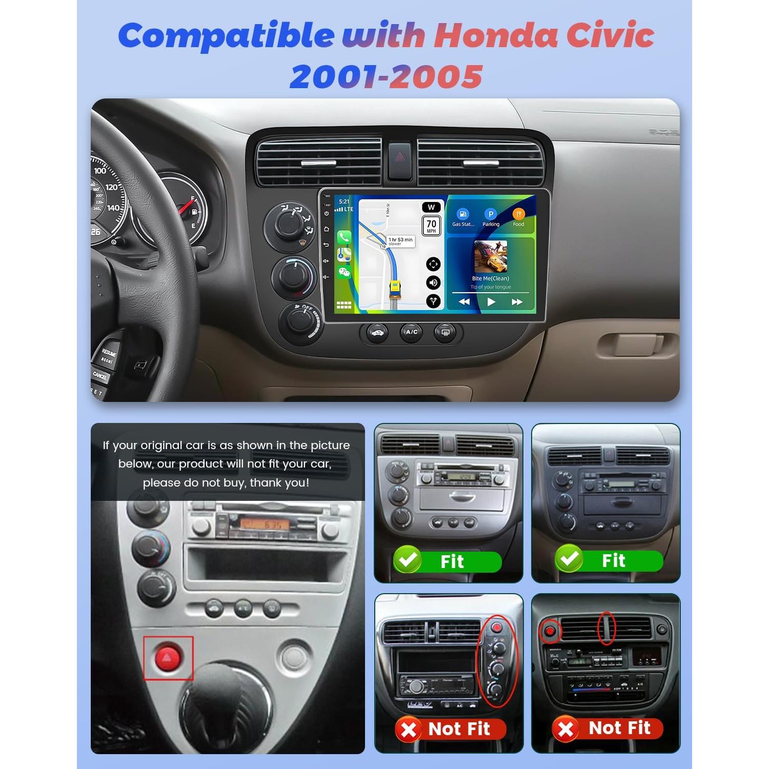 Estéreo de Coche Android Hikity 2+64GB para Honda Civic 2001-2005
