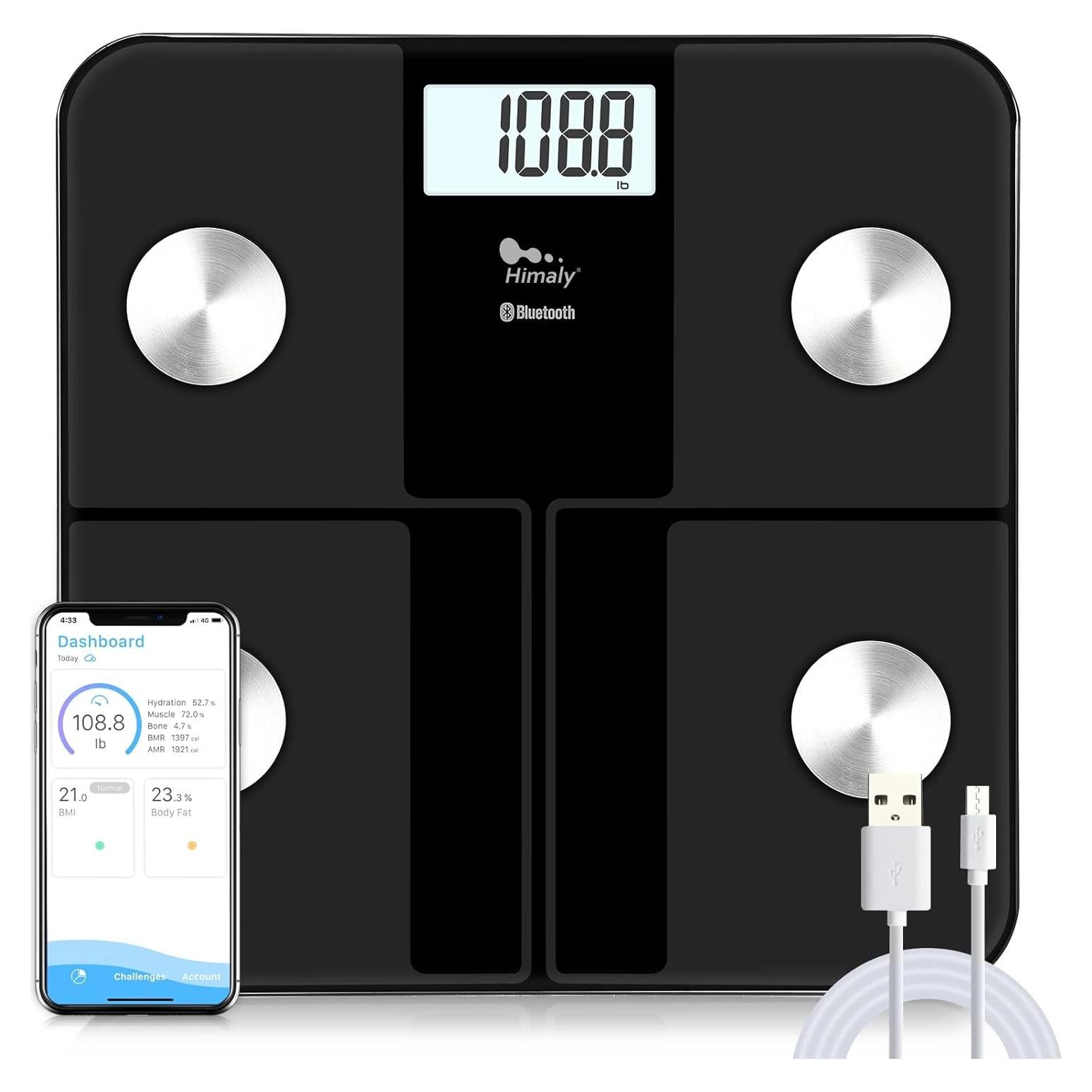 Báscula de Grasa Corporal Himaly Inteligente Bluetooth 181 kg