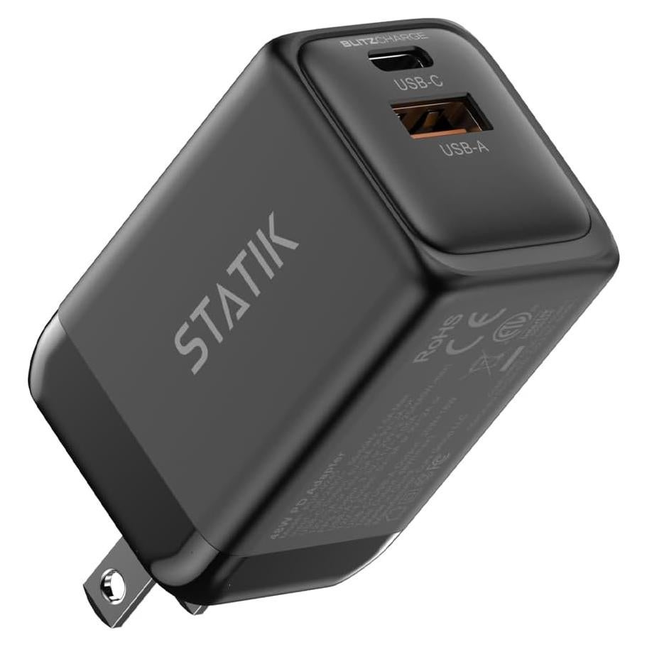 Cargador rápido STATIK GaN 48W Doble USB-C y USB-A