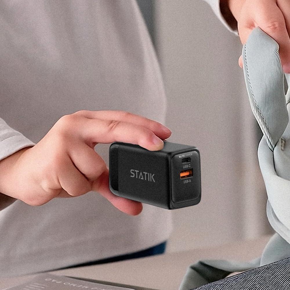 Cargador rápido STATIK GaN 48W Doble USB-C y USB-A