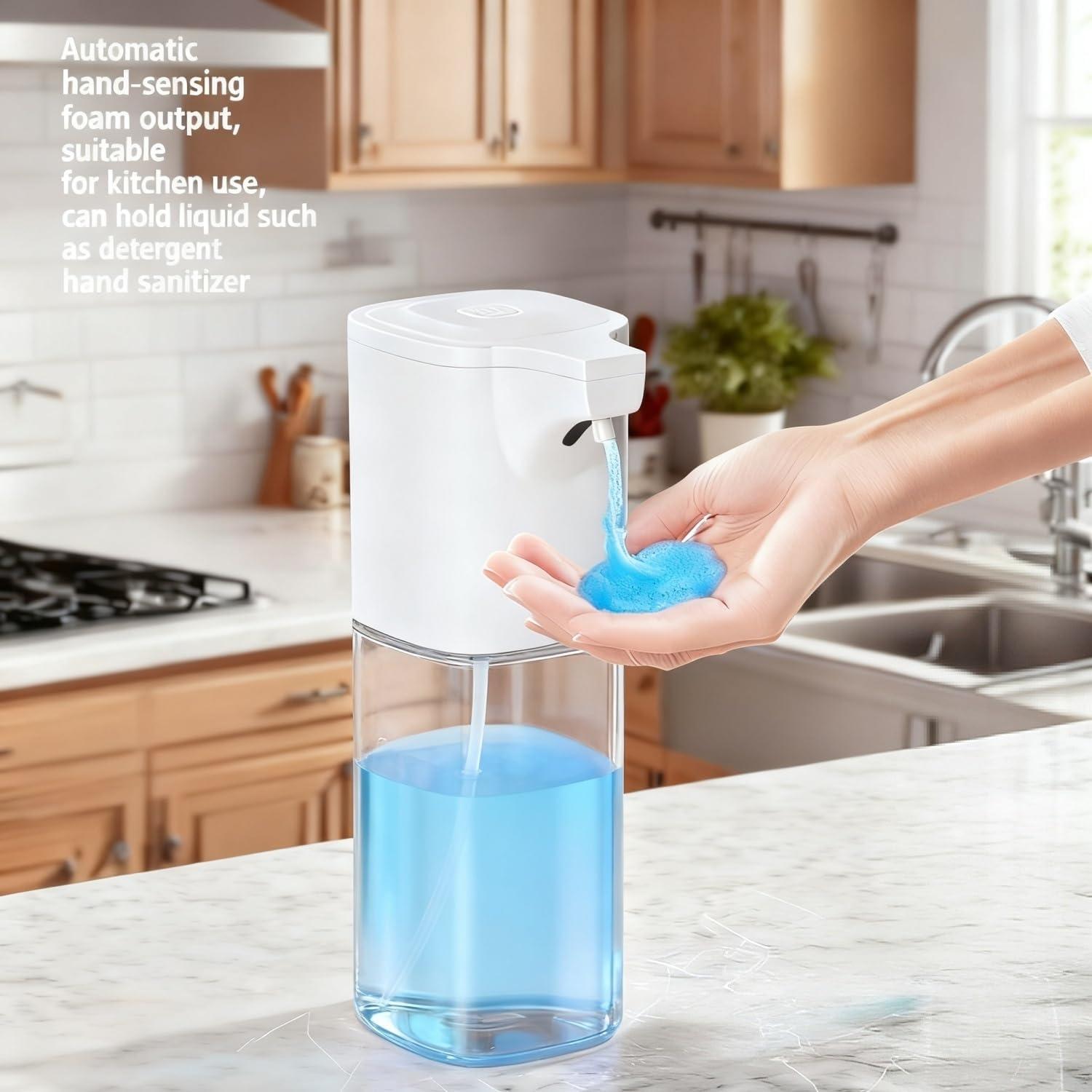 Automatic Foaming Soap Dispenser,Touchless Foam Soap Dispenser 4-Level Adjustable Electric, Auto Bathroom Kitchen Hand Soap Dispenser,12oz/350ml, Wall Mounted, Rechargeable