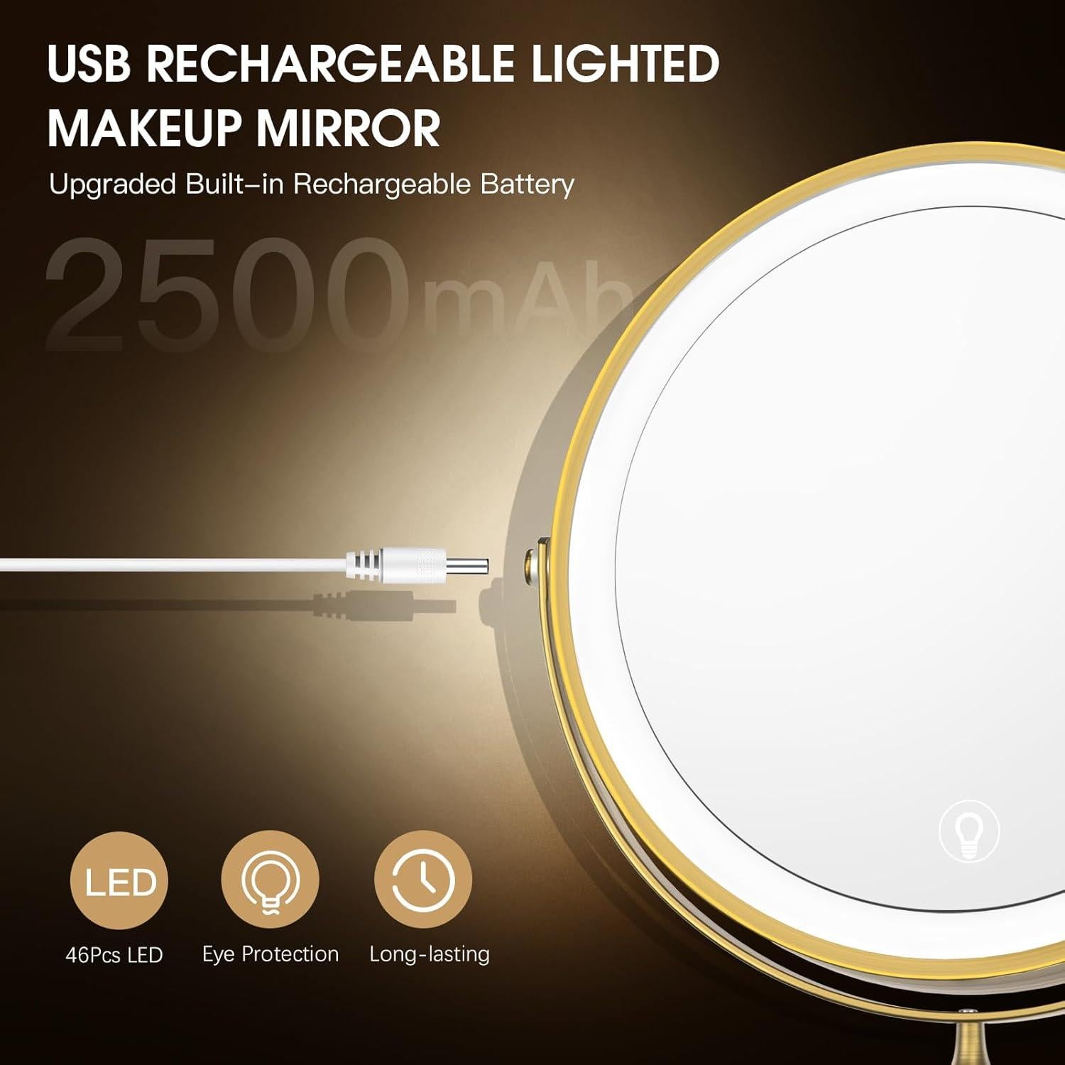 Espejo de Maquillaje Iluminado MNIENT 31.75x26.67cm 1x/10x