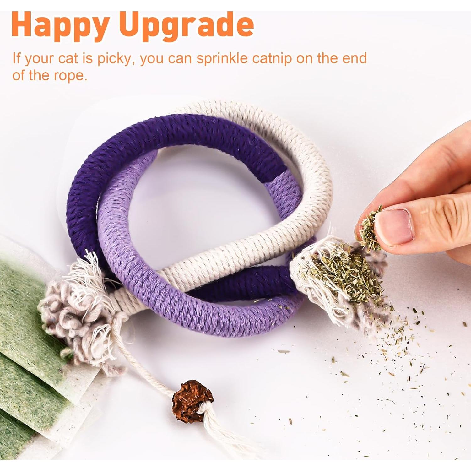3 Juguetes para Gatos TEAWOO Cuerda Catnip 70 cm Salud Dental