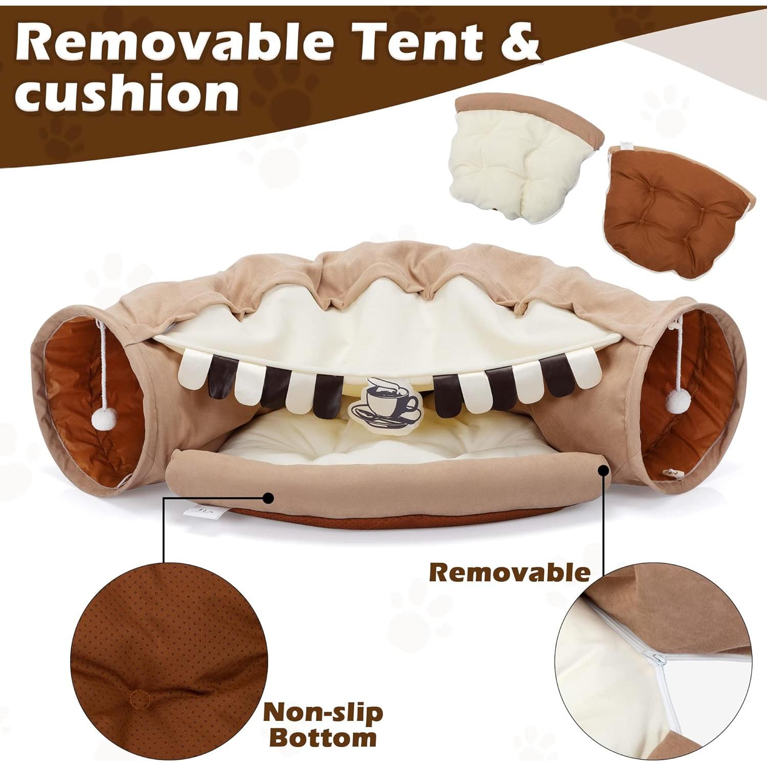 Cama Túnel para Gatos COZIWOW 2 en 1 Desmontable 105.7x60cm