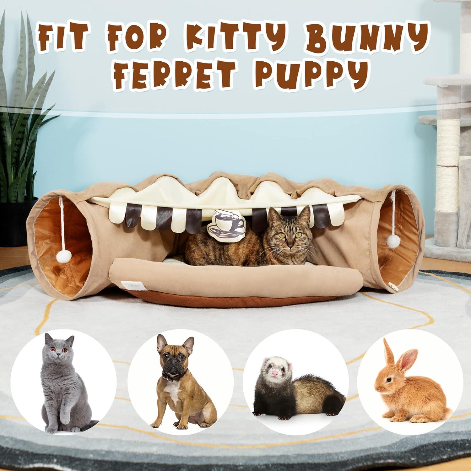 Cama Túnel para Gatos COZIWOW 2 en 1 Desmontable 105.7x60cm