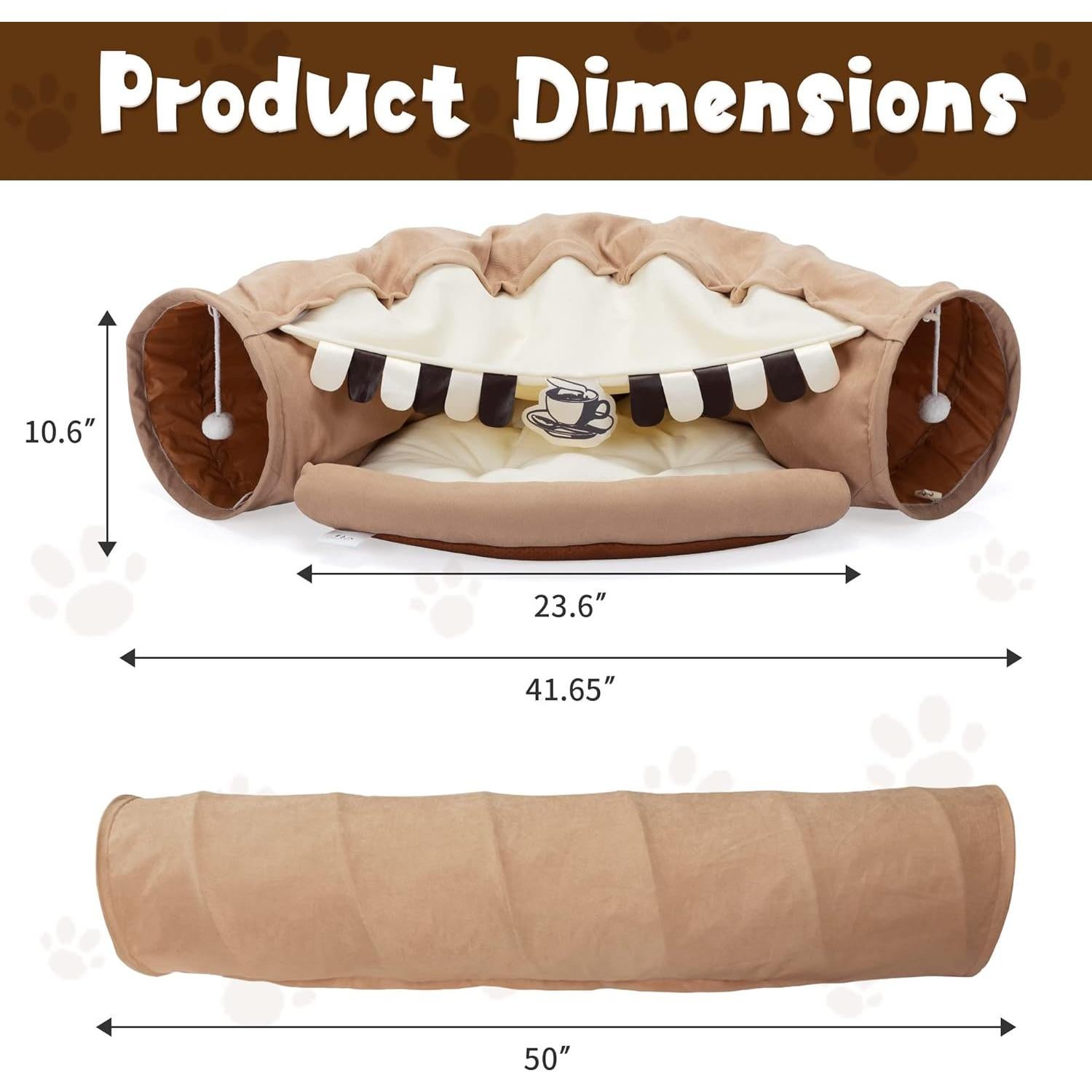 Cama Túnel para Gatos COZIWOW 2 en 1 Desmontable 105.7x60cm